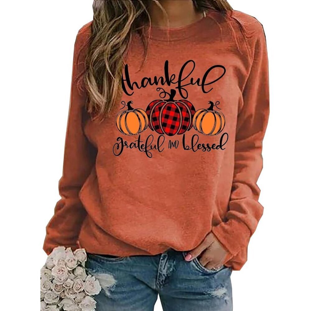 Thanksgiving Women Sweatshirt Cotton Blend Fall Holiday Casual